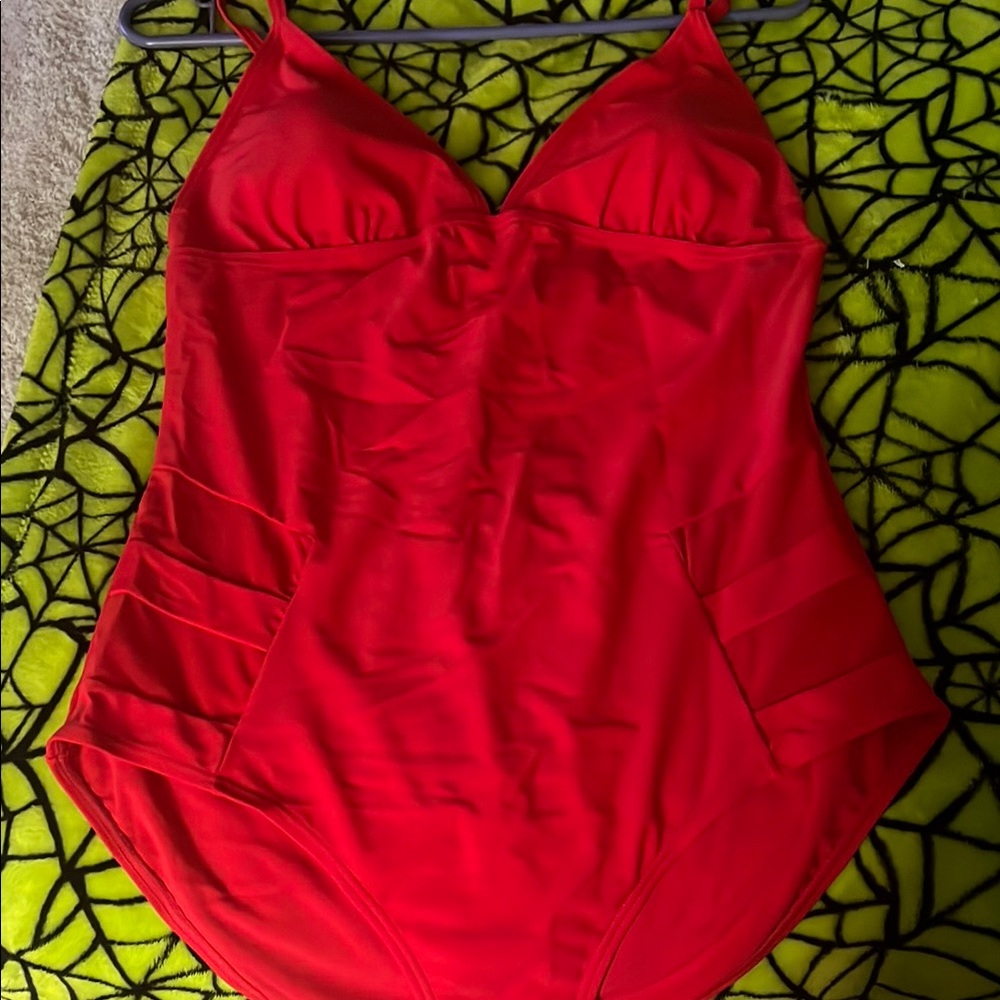 Bright Red One-Piece Swimsuit with Spaghetti Straps